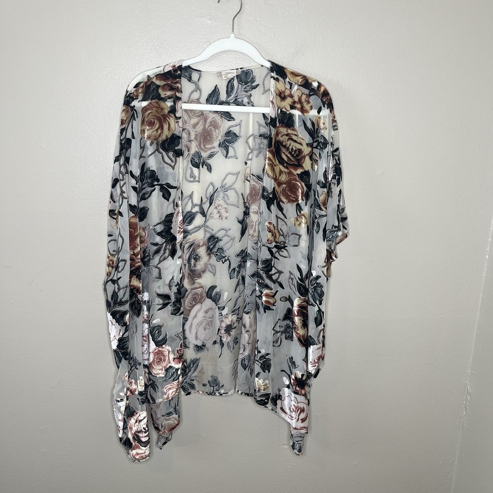 Women's Coverup Resortwear Kimono Burnout Velvet Whimsigoth Beach Sheer‎ Japna M